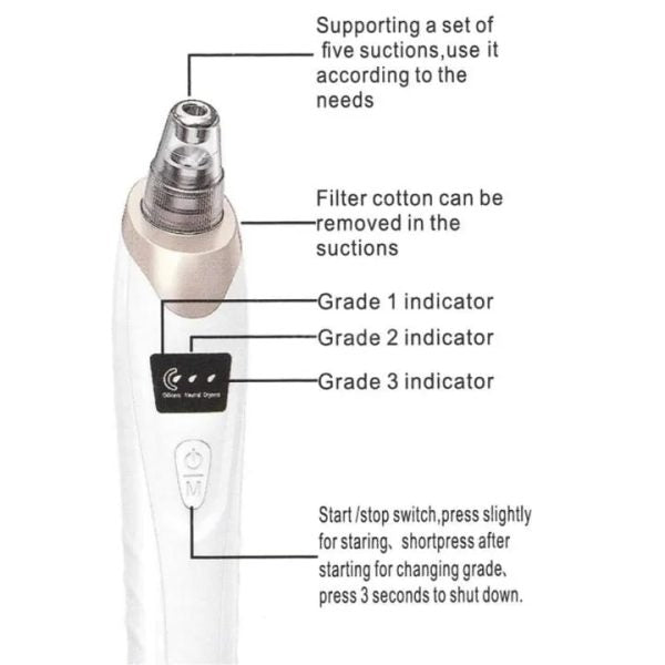 Face Vacuum Suction Blackhead Remover – Electric Deep Cleansing Tool for Nose & Face