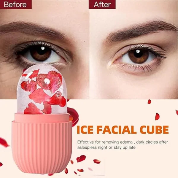 Silicone Ice Cube Face Roller Tray | Reusable Frozen Facial Massage Tool | Cooling Skincare Ice Roller (Assorted Colors)