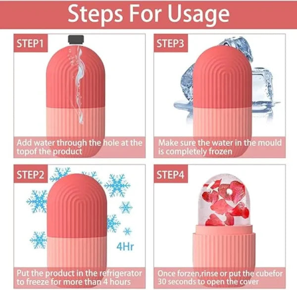 Silicone Ice Cube Face Roller Tray | Reusable Frozen Facial Massage Tool | Cooling Skincare Ice Roller (Assorted Colors)