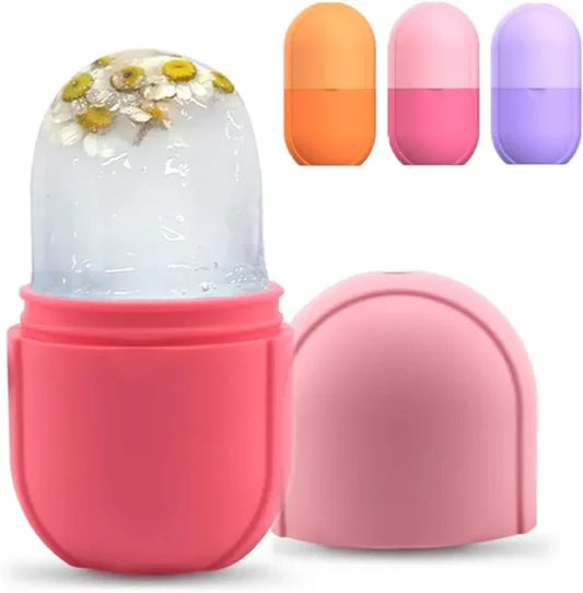 Silicone Ice Cube Face Roller Tray | Reusable Frozen Facial Massage Tool | Cooling Skincare Ice Roller (Assorted Colors)
